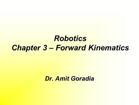 Robotics Chapter 3 – Forward Kinematics