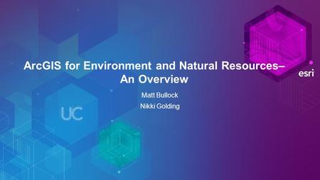 ArcGIS for Environment and Natural Resources– An Overview Matt Bullock Nikki Golding.