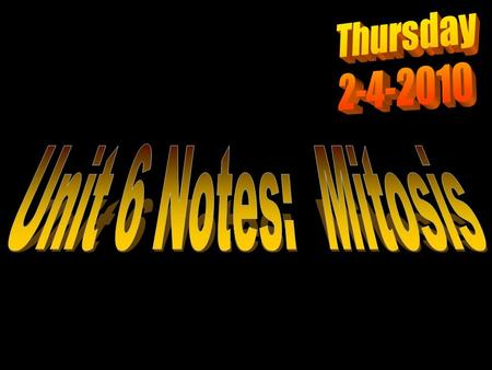 (1) Big Ideas: Mitosis is used to make more Non-Sex cells. 1 identical copy of original cell is made. –2n  2n Happens in Stages: –DNA condenses. –Sister.