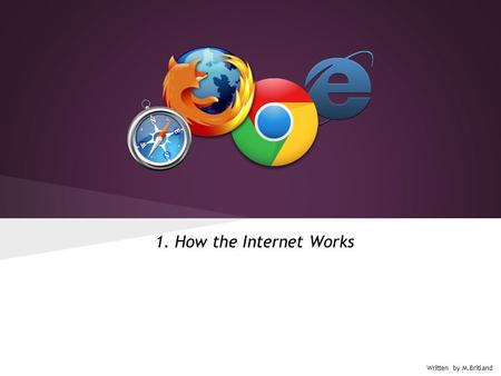 1. How the Internet Works Written by M.Britland. Learning Objectives To understand what the internet is To learn the basics of how the internet works.