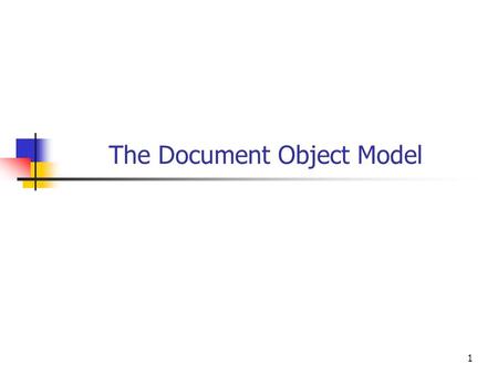 1 The Document Object Model. 2 Objectives You will be able to: Describe the structure of the W3C Document Object Model, or DOM. Use JavaScript to access.