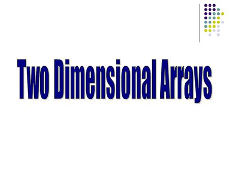 A 2-D Array is a structure that storage space both vertically and horizontally. Thus, the array has both rows and columns. 2-D Arrays are used to create.