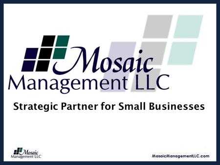 Strategic Partner for Small Businesses. Mission Statement The mission of Mosaic Management LLC is to understand the client’s business, challenges and.