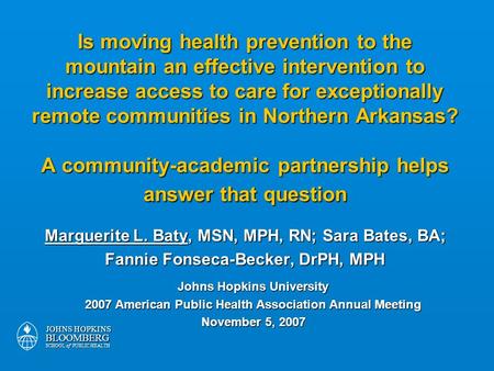 Is moving health prevention to the mountain an effective intervention to increase access to care for exceptionally remote communities in Northern Arkansas?