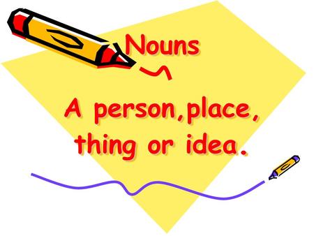 Nouns A person,place, thing or idea.. A common noun names a person, place, or thing. Examples: dog, car, city COMMON NOUNS.