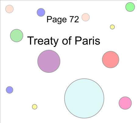 Page 72 Treaty of Paris. Treaty of Paris of 1783, negotiated between the colonist & Great Britain, ended the Revolutionary War & formally recognized American.