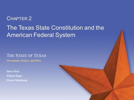 The Texas State Constitution and the American Federal System C HAPTER 2.