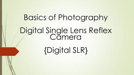 Basics of Photography Digital Single Lens Reflex Camera {Digital SLR}