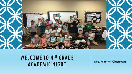 WELCOME TO 4 TH GRADE ACADEMIC NIGHT Mrs. Priamo’s Classroom.