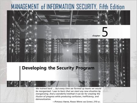 MANAGEMENT of INFORMATION SECURITY, Fifth Edition.