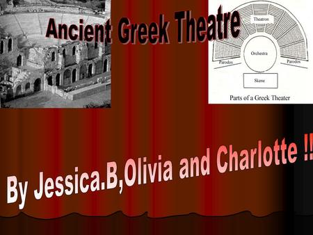 The Theatron is where all the audience sit. A Parados is the entrance to where the actors came in from the sides. The Skene was a backstage area where.