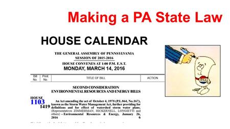 Making a PA State Law. SWBAT Write a BILL Present, Promote, and Defend the BILL