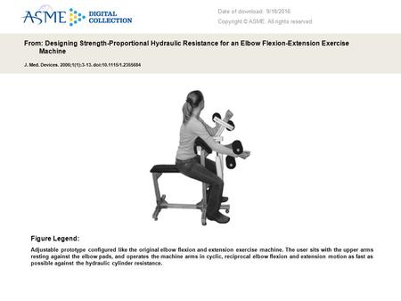 Date of download: 9/18/2016 Copyright © ASME. All rights reserved. From: Designing Strength-Proportional Hydraulic Resistance for an Elbow Flexion-Extension.