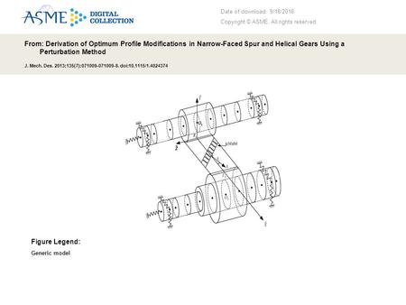 Date of download: 9/18/2016 Copyright © ASME. All rights reserved. From: Derivation of Optimum Profile Modifications in Narrow-Faced Spur and Helical Gears.