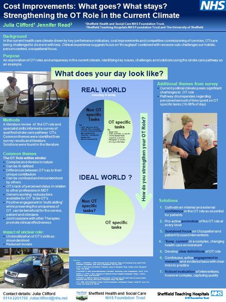 Cost Improvements: What goes? What stays? Strengthening the OT Role in the Current Climate Background In the current health care climate driven by key.