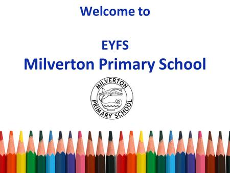 Welcome to EYFS Milverton Primary School. Key adults Class RN – Mrs Nicol and Mrs Nolan Miss Richmond (Teaching Assistant) Class RH – Miss Hockley Miss.