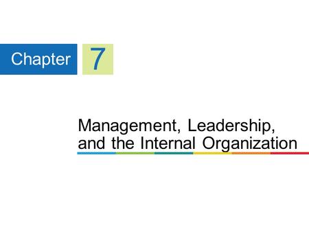 Management, Leadership, and the Internal Organization Chapter 7.