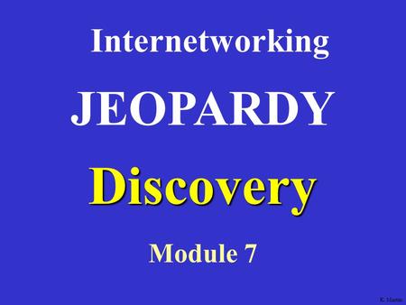 Discovery Internetworking Module 7 JEOPARDY K. Martin.