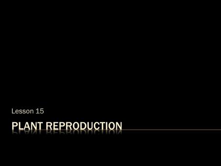 Lesson 15.  Plant reproduction is the process of producing young plants. Plants reproduce in two different ways:  Asexual Reproduction involves one.