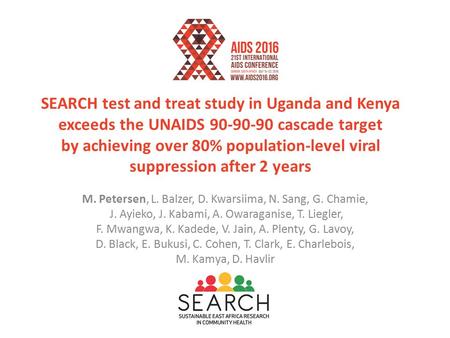 SEARCH test and treat study in Uganda and Kenya exceeds the UNAIDS 90-90-90 cascade target by achieving over 80% population-level viral suppression after.