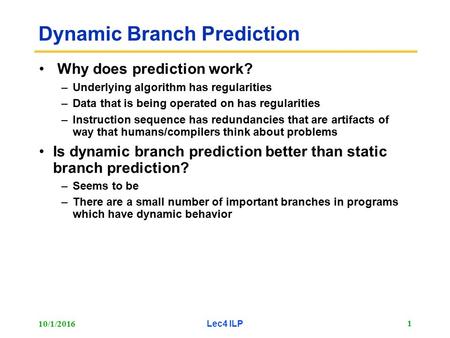 Dynamic Branch Prediction