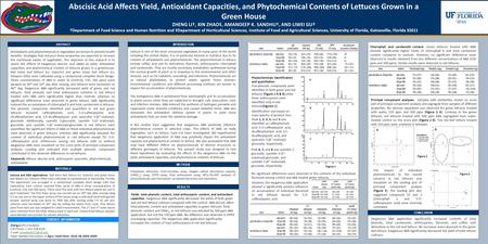 TEMPLATE DESIGN © 2008  Abscisic Acid Affects Yield, Antioxidant Capacities, and Phytochemical Contents of Lettuces Grown in.