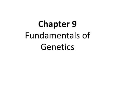 Chapter 9 Fundamentals of Genetics. Read the article and answer the questions. Fill in your definition sheet.