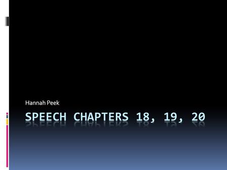 Hannah Peek. Most useful information from Chapter 18  Qualities of Effective Delivery 1) Try to be natural a) memorize your speech and don’t say it word.