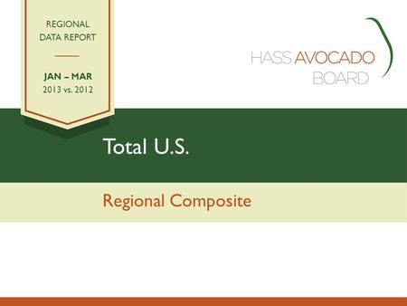 Total U.S. Regional Composite REGIONAL DATA REPORT JAN – MAR 2013 vs. 2012.