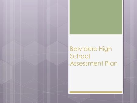 Belvidere High School Assessment Plan. Our Starting Point: Assessments  Assessments Given Building Wide  MAP Testing (English, Math, Reading 3 times.