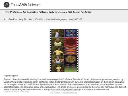 Date of download: 9/19/2016 Copyright © 2016 American Medical Association. All rights reserved. From: Preference for Geometric Patterns Early in Life as.