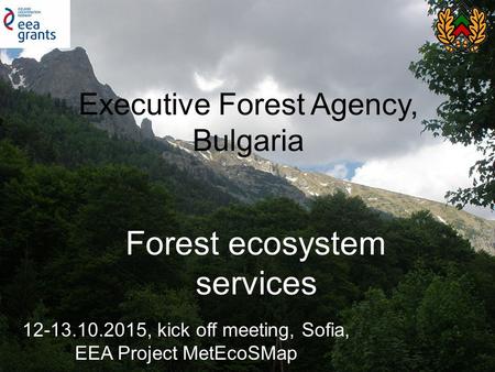 EXECUTIVE FOREST AGENCY FOREST SECTOR IN THE REPUBLIC OF BULGARIA REPUBLIC OF BULGARIA EXECUTIVE FOREST AGENCY Executive Forest Agency, Bulgaria Forest.