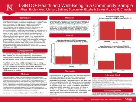 LGBTQ+ Health and Well-Being in a Community Sample Alleah Bouley, Alex Johnson, Bethany Stoutamire, Elizabeth Straley & Jacob E. Cheadle Measures Participants.