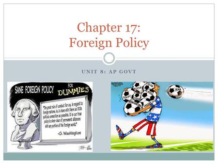 UNIT 8: AP GOVT Chapter 17: Foreign Policy. Introduction Foreign Policy  Programs & policies that determine America’s relations with other nations &