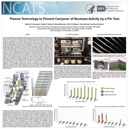 Plasma Technology to Prevent Carryover of Nuclease Activity by a Pin Tool Nathan P. Coussens 1, Dayle A. Daines 2, Charles Bonney 1, Eric E. Wallgren 1,