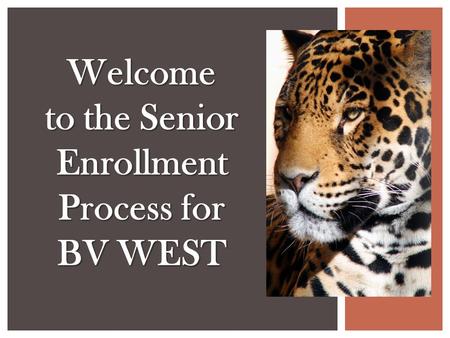 Welcome to the Senior Enrollment Process for BV WEST.