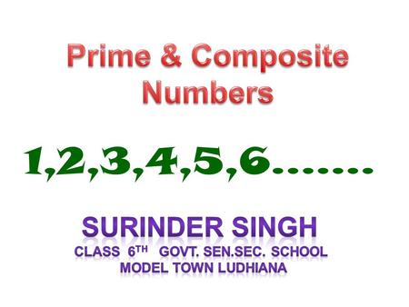 1,2,3,4,5,6…..... Fun and Games What am I Learning Today? Prime and Composite Numbers.