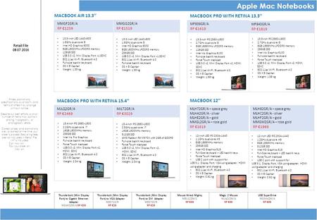 Retail File 08 07 2016 Prices, promotions, specifications, availability and terms of offers may change without notice. Despite our best efforts, a small.