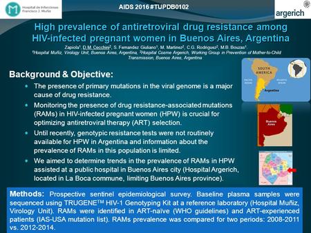 High prevalence of antiretroviral drug resistance among HIV-infected pregnant women in Buenos Aires, Argentina Zapiola 1, D.M. Cecchini 2, S. Fernandez.