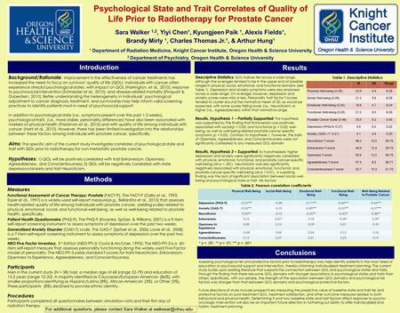 Measures Functional Assessment of Cancer Therapy: Prostate (FACT-P). The FACT-P (Cella et al., 1993; Esper et al., 1997) is a widely-used self-report measure(e.g.,