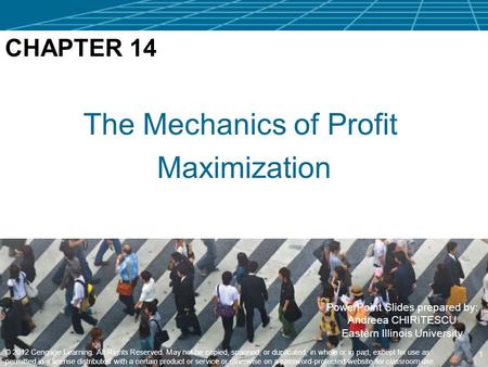 PowerPoint Slides prepared by: Andreea CHIRITESCU Eastern Illinois University The Mechanics of Profit Maximization 1 © 2012 Cengage Learning. All Rights.