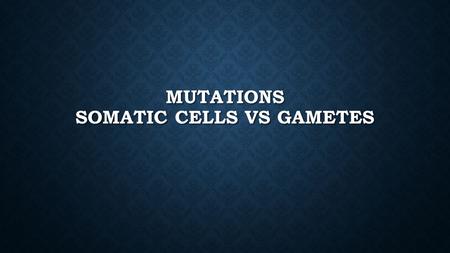 MUTATIONS SOMATIC CELLS VS GAMETES. MUTATION = ALTERATION OF AN ORGANISM’S DNA Results from Results from A malfunction during meiosis A malfunction during.