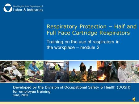 Respiratory Protection – Half and Full Face Cartridge Respirators Training on the use of respirators in the workplace – module 2 Developed by the Division.