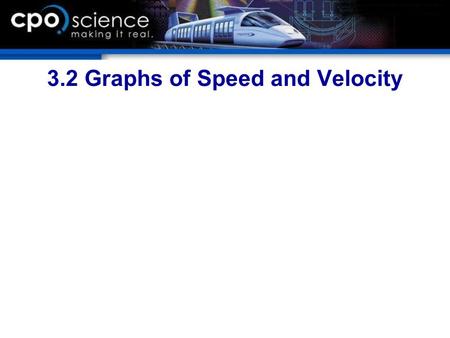 3.2 Graphs of Speed and Velocity. Chapter Objectives  Calculate time, distance, or speed when given two of the three values.  Solve an equation for.