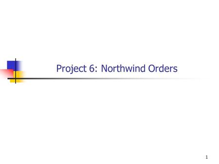 1 Project 6: Northwind Orders. 2 The Northwind Traders Database The Northwind Traders database was created by Microsoft for training and demonstration.