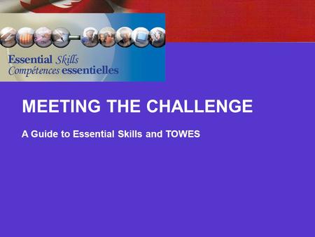 MEETING THE CHALLENGE A Guide to Essential Skills and TOWES.