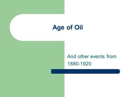 Age of Oil And other events from 1880-1920. MAJOR ERAS IN TEXAS HISTORY Age of Oil Hurricane of 1900 Spindetop Populism Progressive Era Texas Railroad.