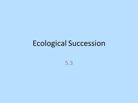 Ecological Succession 5.3. How are ecosystems built?