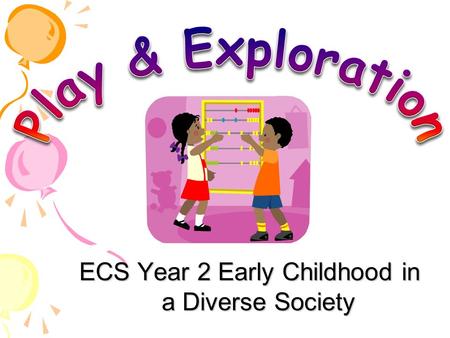 ECS Year 2 Early Childhood in a Diverse Society. What is Play & Exploration? Is voluntary and child chosen Is child-invented Imaginary play Focuses on.