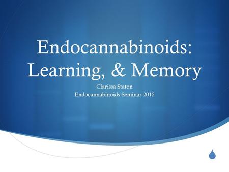  Endocannabinoids: Learning, & Memory Clarissa Staton Endocannabinoids Seminar 2015.